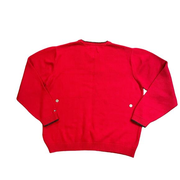 Tommy Hilfiger Vintage Red Plaid Crewneck Sweater Mens L - Picture 7 of 9